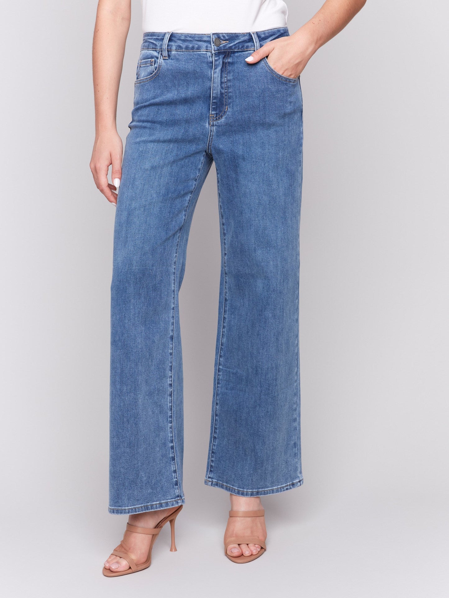 Chloe Wide Leg Jeans - Medium Blue