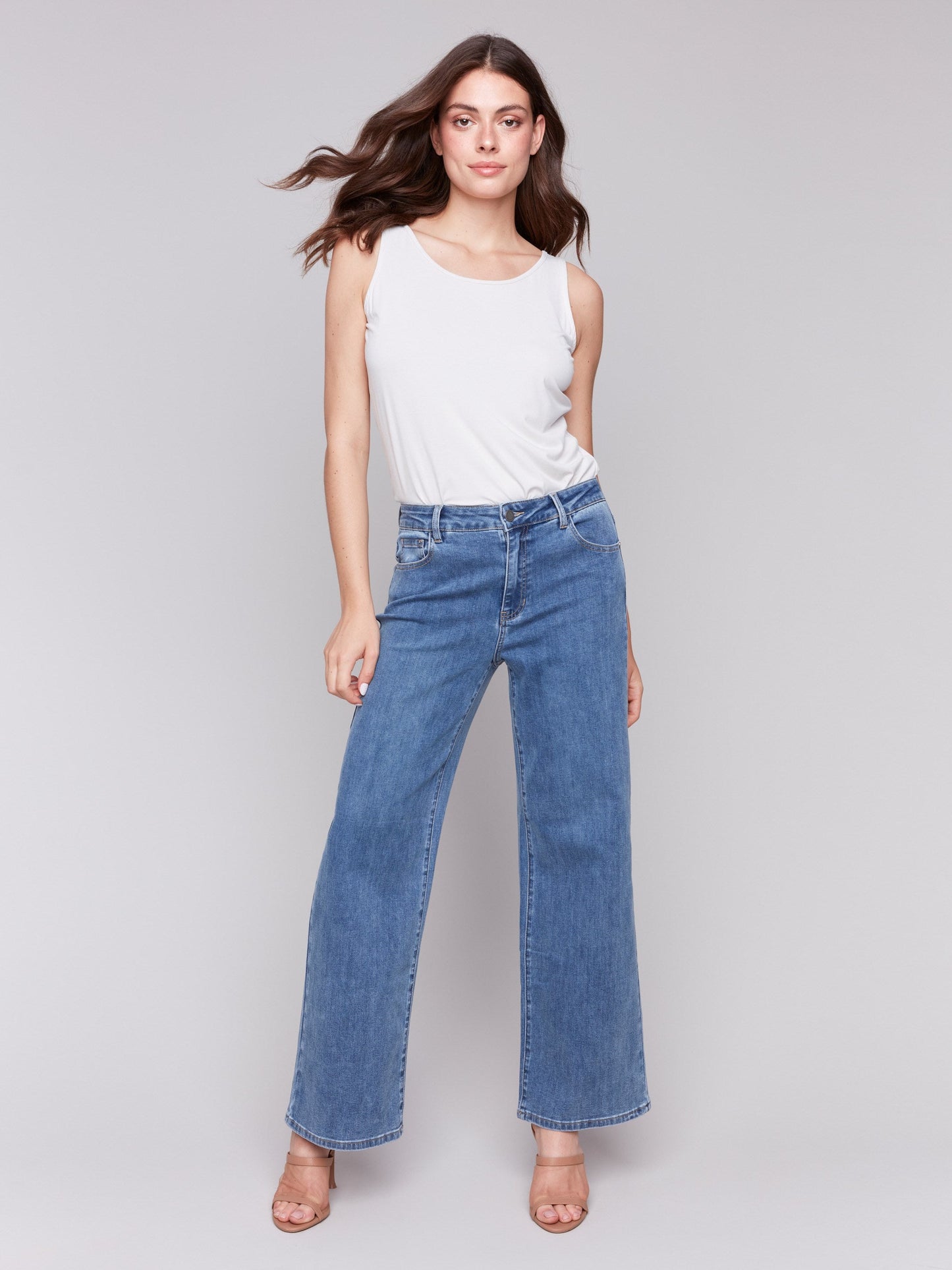 Chloe Wide Leg Jeans - Medium Blue