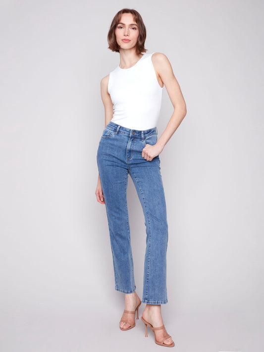 Celine Flare Leg Jeans - Medium Blue