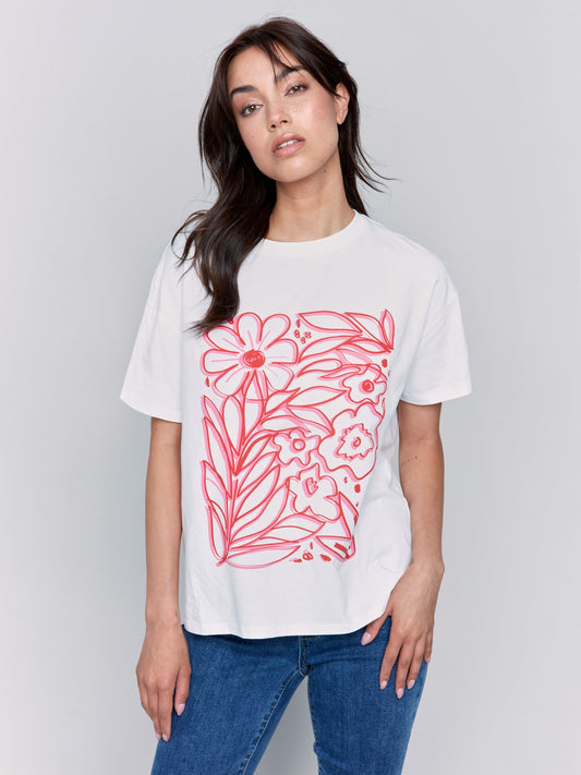 Loose Fit Graphic T-Shirt  - White