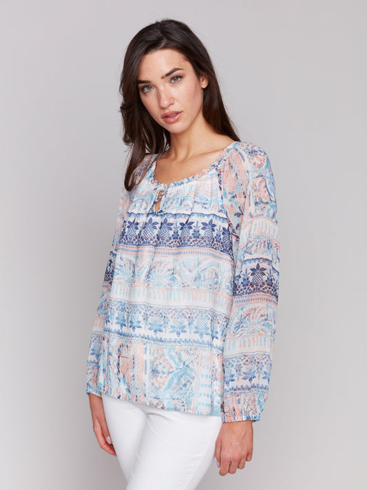 Printed Chiffon Blouse - Roots